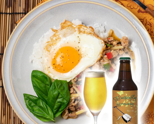 クラフトビール三味線とガパオライス